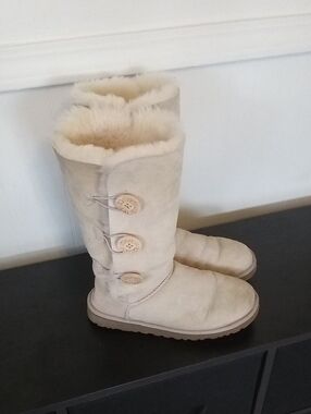 UGG Women's Triple Bailey Button Tall Shearling Boots In Sand
